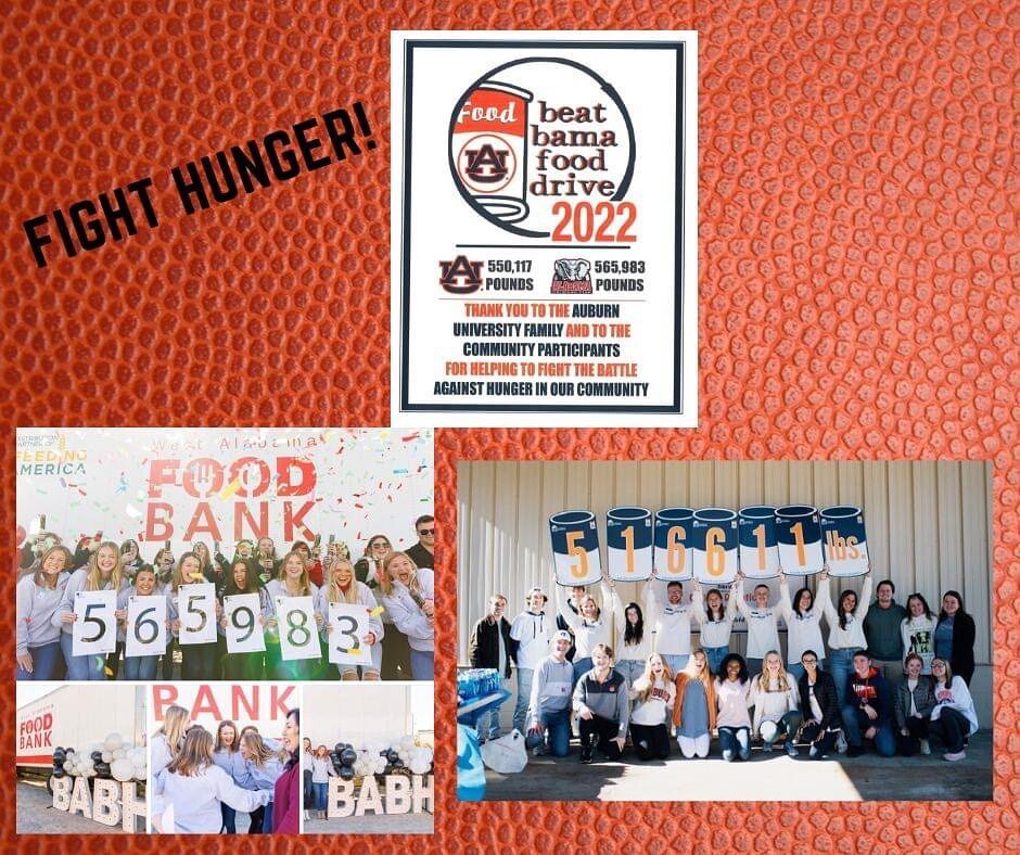 Everyone knows about the intense rivalry between Auburn and Alabama with the Iron Bowl being the highlight of the football season.  But there's another competition where both schools and their communities win.  The @beatbamafooddrive and @ua_babh cha